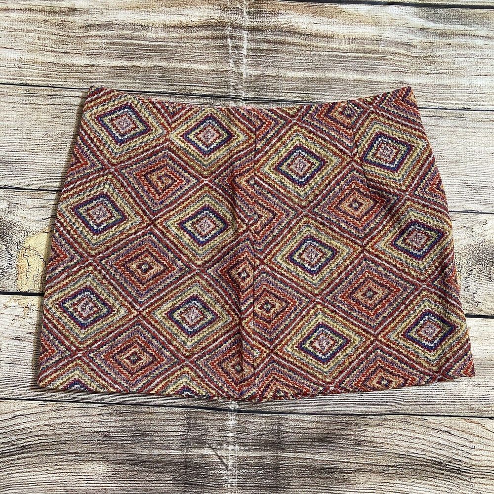 Cider Women's Medium Mini‎ Skirt Tapestry Zip Boho Festival Rainbow Hippie
